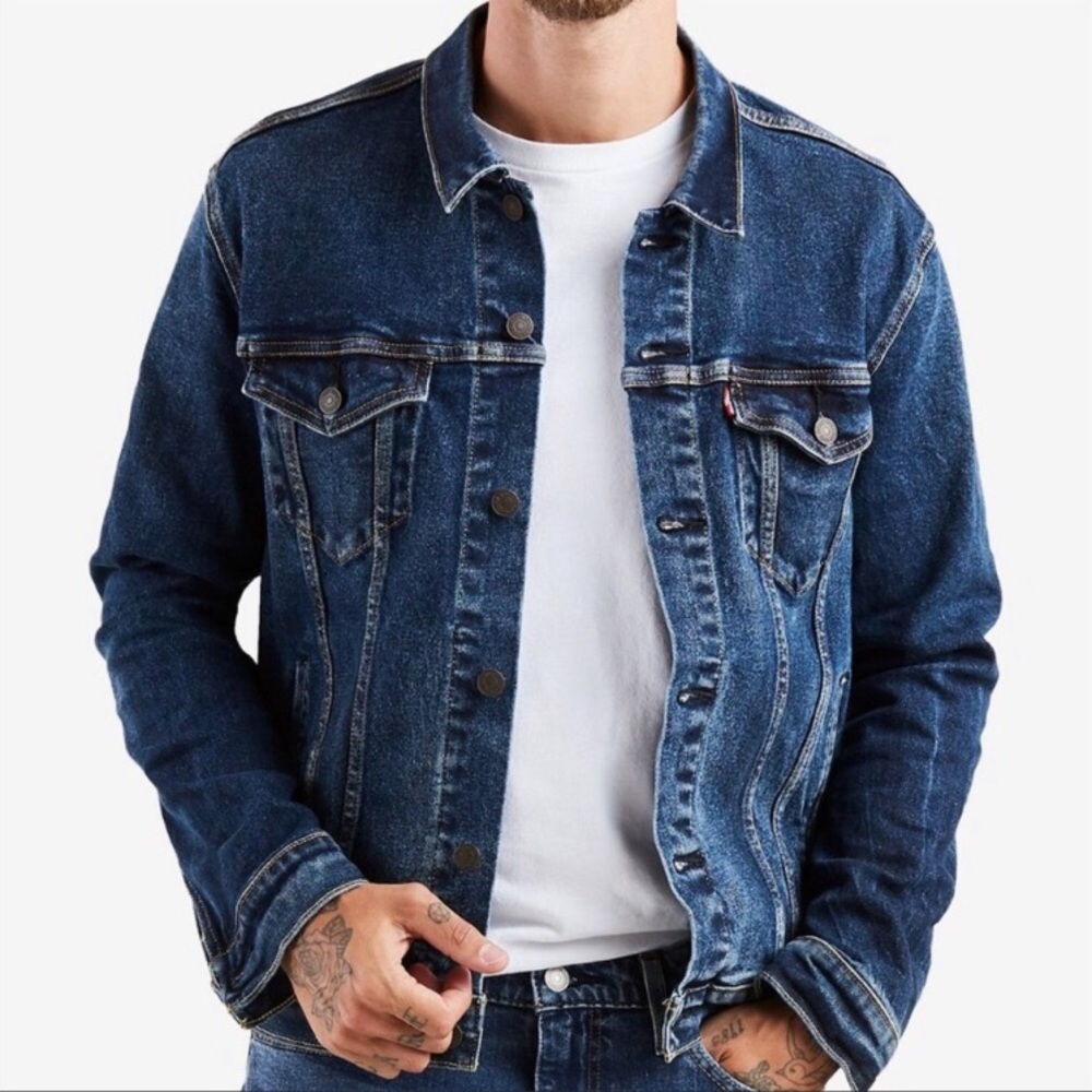 Vintage 1990s Levis 70507 Dark Blue Trucker Jean Jacket